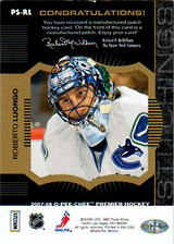 2007-2008 OPC Premier Stitchings PS-RL Roberto Luongo