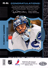 2007-2008 OPC Premier Stitchings PS-RL Roberto Luongo