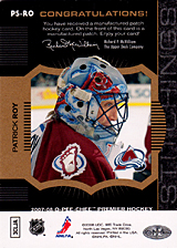 2007-2008 OPC Premier Stitchings PS-RO Patrick Roy