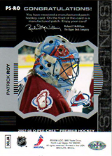 2007-2008 OPC Premier Stitchings PS-RO Patrick Roy