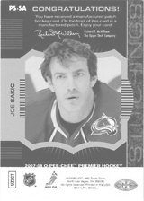 2007-2008 OPC Premier Stitchings PS-SA Joe Sakic