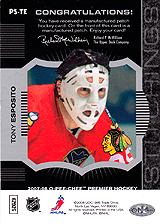 2007-2008 OPC Premier Stitchings PS-TE Tony Esposito