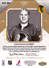 2007-2008 OPC Premier Stitchings Auto APS-BH Bobby Hull