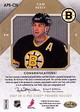 2007-2008 OPC Premier Stitchings Auto APS-CN Cam Neely