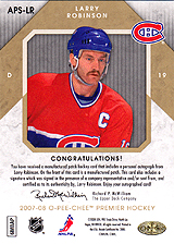 2007-2008 OPC Premier Stitchings Auto APS-LR Larry Robinson