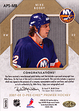 2007-2008 OPC Premier Stitchings Auto APS-MB Mike Bossy