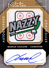 2007-2008 OPC Premier Stitchings Auto APS-MN Markus Naslund