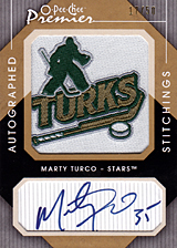 2007-2008 OPC Premier Stitchings Auto APS-MT Marty Turco