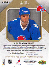 2007-2008 OPC Premier Stitchings Auto APS-PS Peter Stastny