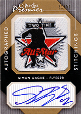 2007-2008 OPC Premier Stitchings Auto APS-SG Simon Gagne