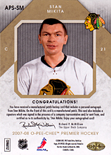 2007-2008 OPC Premier Stitchings Auto APS-SM Stan Mikita