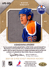 2007-2008 OPC Premier Stitchings Auto APS-WG Wayne Gretzky