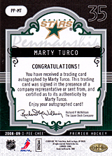 2008-2009 OPC Premier Penmanship PP-MT Marty Turco