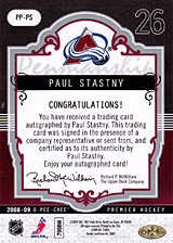 2008-2009 OPC Premier Penmanship PP-PS Paul Stastny
