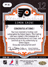 2008-2009 OPC Premier Penmanship PP-SG Simon Gagne