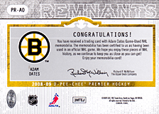 2008-2009 OPC Premier Remnants & Auto PR-AO Adam Oates