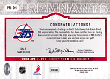 2008-2009 OPC Premier Remnants & Auto PR-DH Dale Hawerchuk