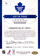 2008-2009 OPC Premier Rookies - Auto 51 