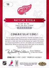 2008-2009 OPC Premier Rookies - Auto 56 