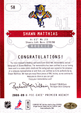 2008-2009 OPC Premier Rookies - Auto 58 