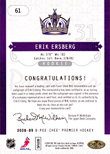 2008-2009 OPC Premier Rookies - Auto 61 