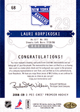 2008-2009 OPC Premier Rookies - Auto 68 