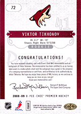 2008-2009 OPC Premier Rookies - Auto 72 