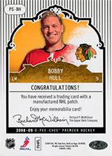 2008-2009 OPC Premier Stitchings PS-BH Bobby Hull