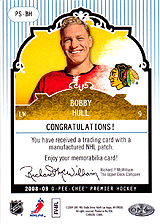 2008-2009 OPC Premier Stitchings PS-BH Bobby Hull