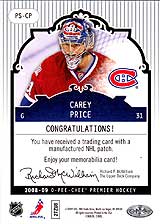 2008-2009 OPC Premier Stitchings PS-CP Carey Price