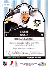 2008-2009 OPC Premier Stitchings PS-EM Evgeni Malkin
