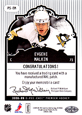 2008-2009 OPC Premier Stitchings PS-EM Evgeni Malkin
