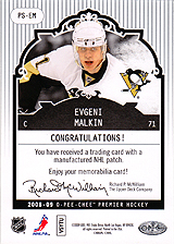 2008-2009 OPC Premier Stitchings PS-EM Evgeni Malkin