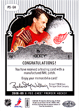 2008-2009 OPC Premier Stitchings PS-GH Gordie Howe