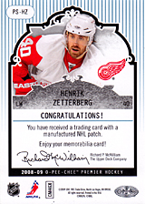 2008-2009 OPC Premier Stitchings PS-HZ Henrik Zetterberg