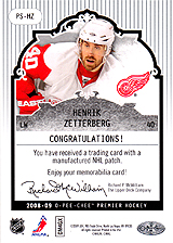 2008-2009 OPC Premier Stitchings PS-HZ Henrik Zetterberg