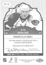 2008-2009 OPC Premier Stitchings PS-IK Ilya Kovalchuk