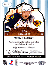 2008-2009 OPC Premier Stitchings PS-IK Ilya Kovalchuk