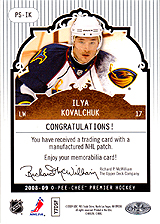 2008-2009 OPC Premier Stitchings PS-IK Ilya Kovalchuk