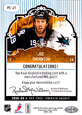 2008-2009 OPC Premier Stitchings PS-JT Joe Thornton