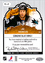 2008-2009 OPC Premier Stitchings PS-JT Joe Thornton