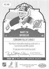 2008-2009 OPC Premier Stitchings PS-MB Martin Brodeur