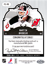 2008-2009 OPC Premier Stitchings PS-MB Martin Brodeur