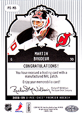 2008-2009 OPC Premier Stitchings PS-MB Martin Brodeur