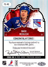 2008-2009 OPC Premier Stitchings PS-ME Mark Messier