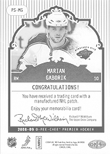 2008-2009 OPC Premier Stitchings PS-MG Marian Gaborik