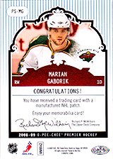 2008-2009 OPC Premier Stitchings PS-MG Marian Gaborik