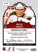2008-2009 OPC Premier Stitchings PS-MG Marian Gaborik