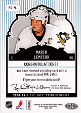 2008-2009 OPC Premier Stitchings PS-ML Mario Lemieux