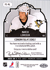 2008-2009 OPC Premier Stitchings PS-ML Mario Lemieux